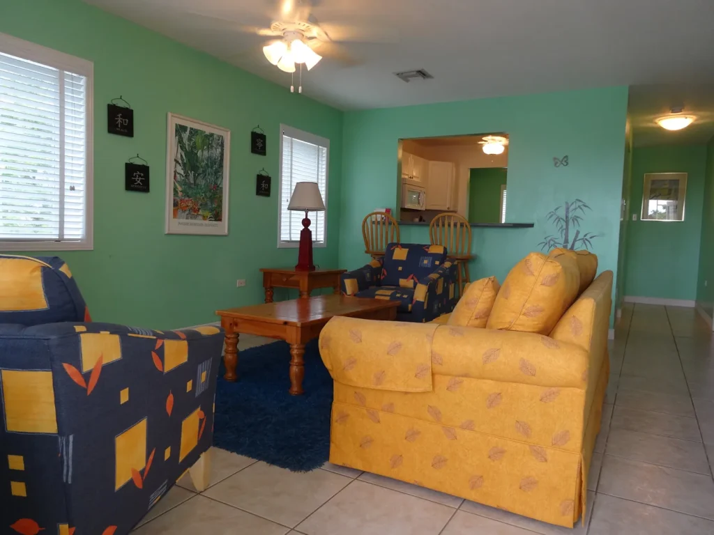 Open-plan living room at Sunset Paradise 1